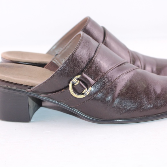 Aerosoles Dark Chocolate Leather Mules size 7 - Picture 3 of 7